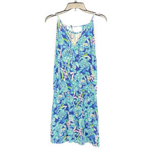 Lilly Pulitzer Gianni Skort Romper Corsica Blue Turtle Villa print.